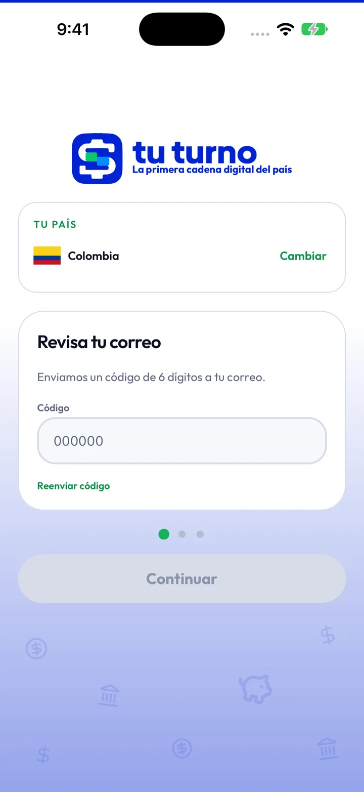 Registro de una cuenta en TuTurno Colombia